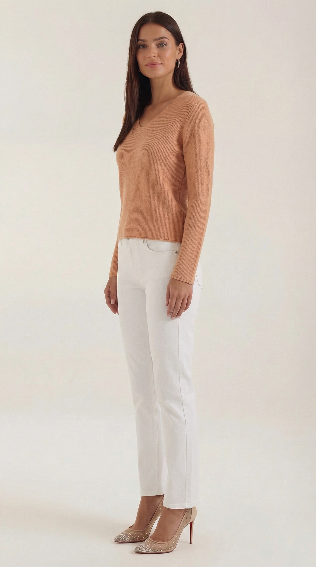 Suéter de Cuello en V con Rayas Michelle