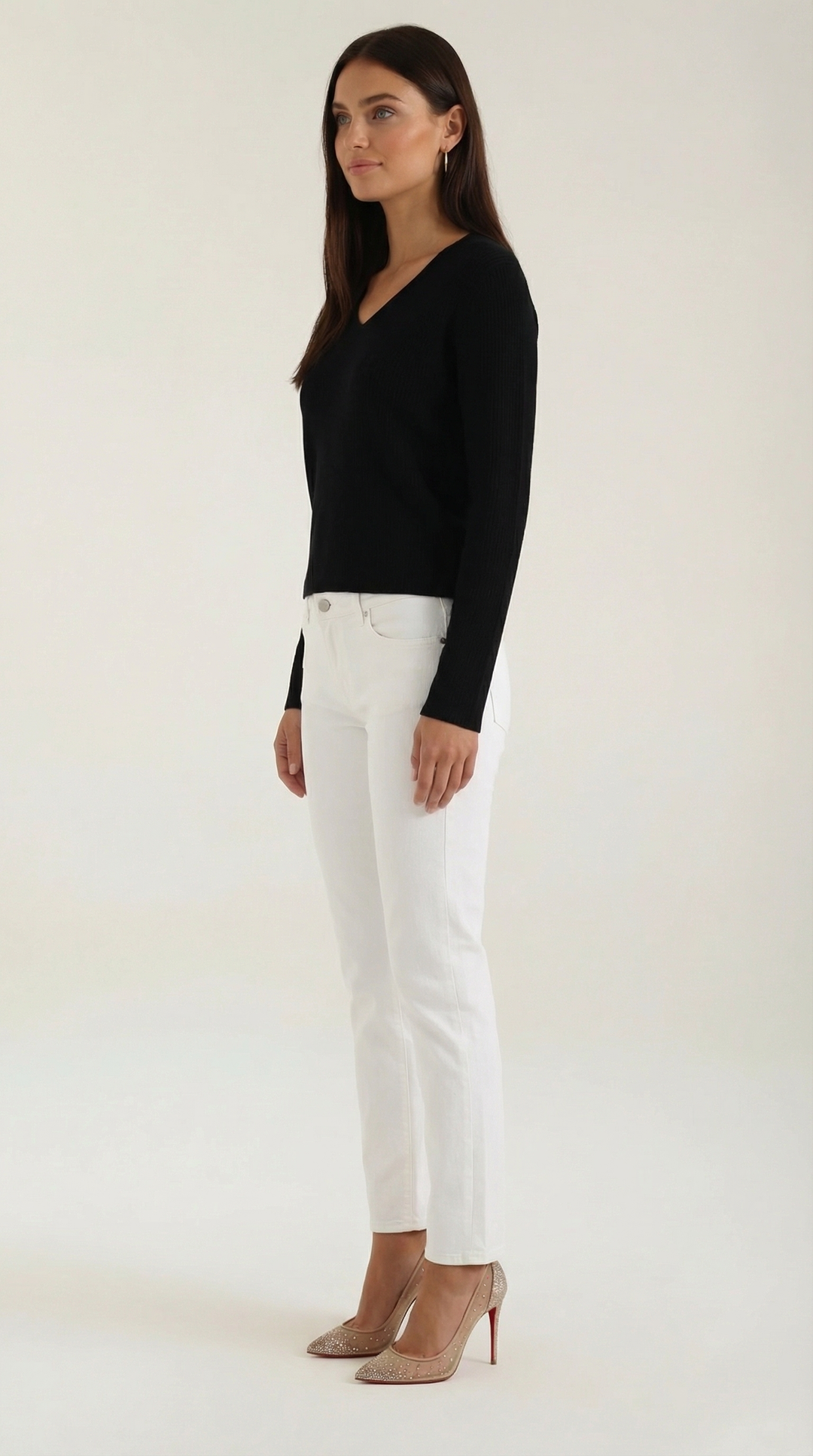 Suéter de Cuello en V con Rayas Michelle