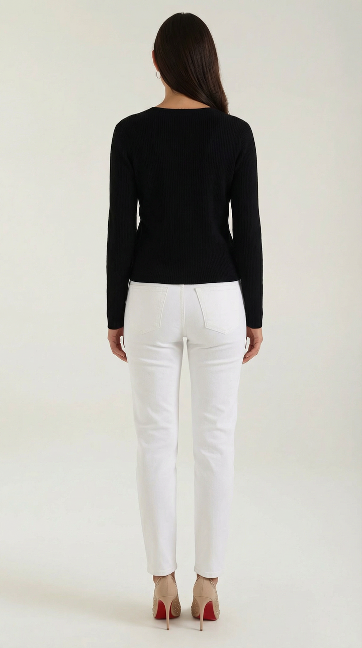 Suéter de Cuello en V con Rayas Michelle