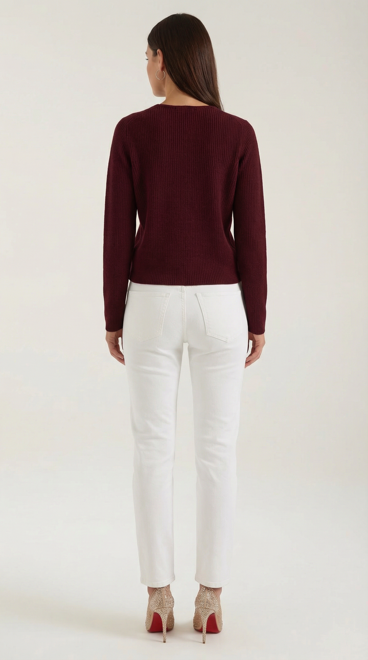 Suéter de Cuello en V con Rayas Michelle