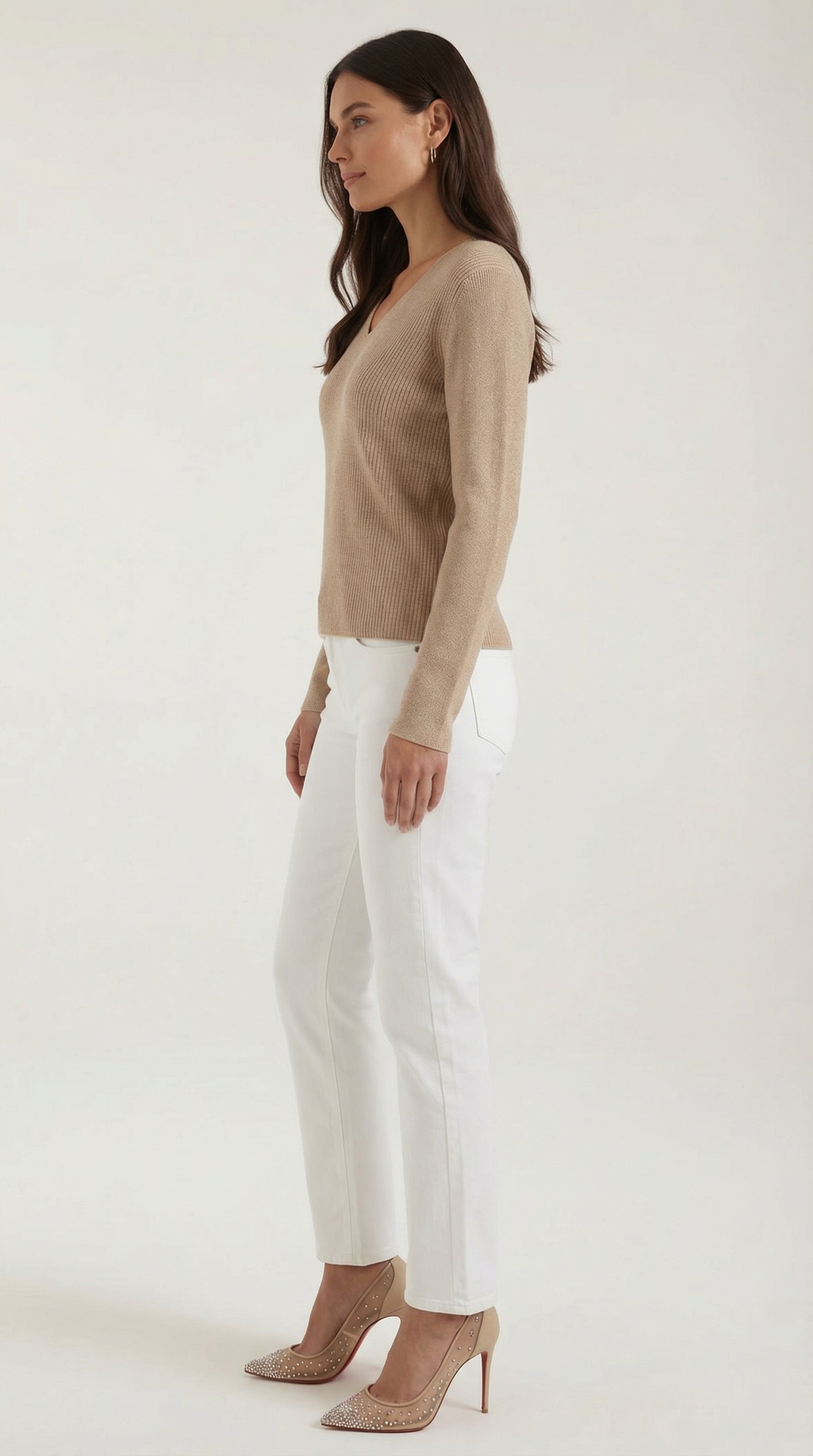 Suéter de Cuello en V con Rayas Michelle