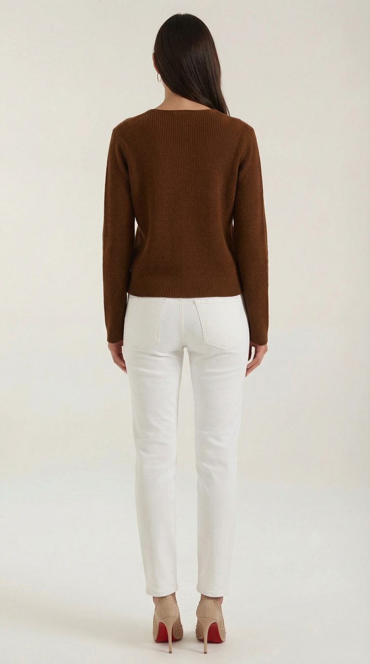 Suéter de Cuello en V con Rayas Michelle