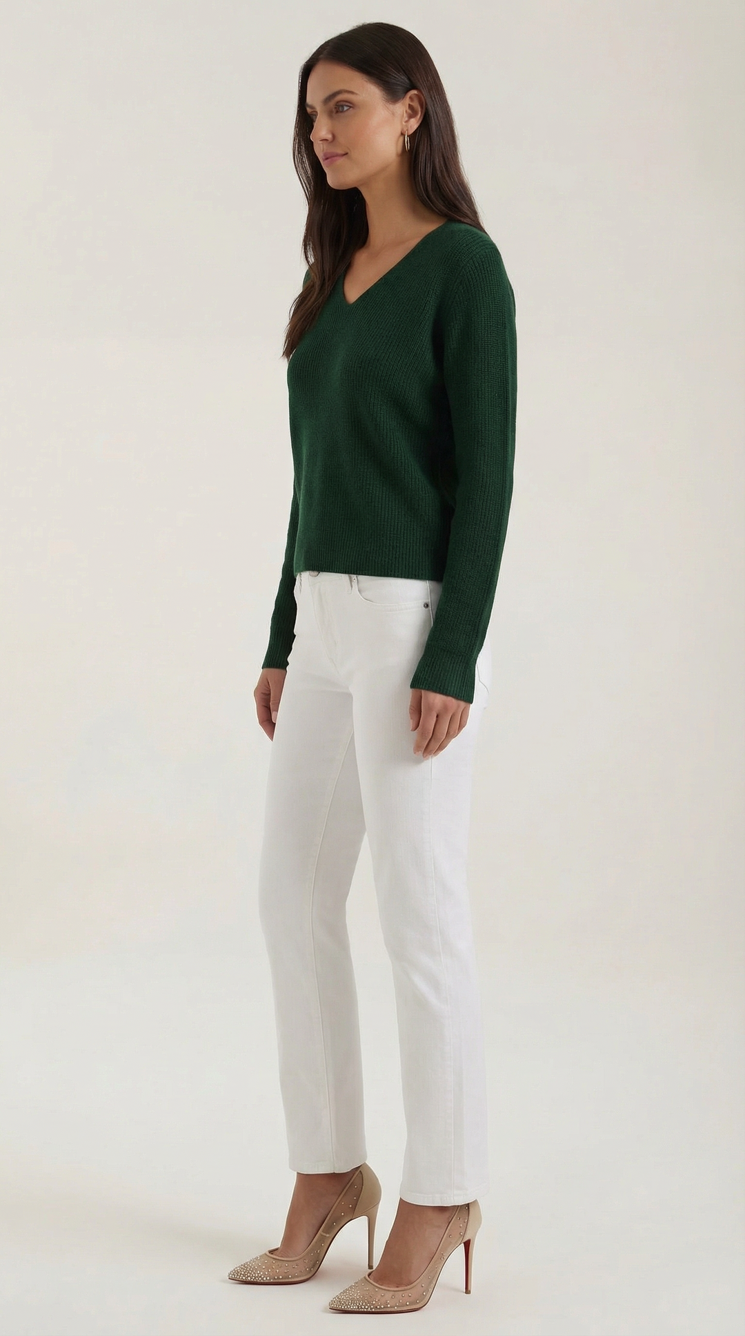 Suéter de Cuello en V con Rayas Michelle