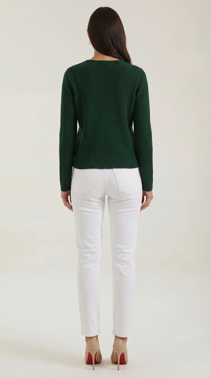 Suéter de Cuello en V con Rayas Michelle