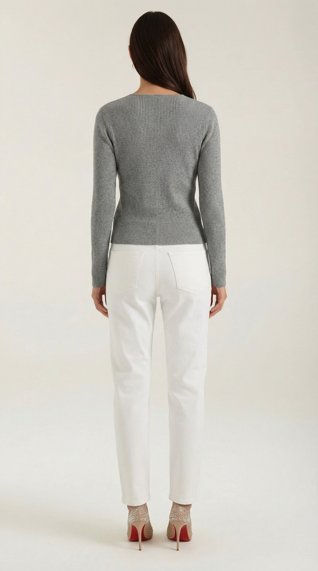 Suéter de Cuello en V con Rayas Michelle