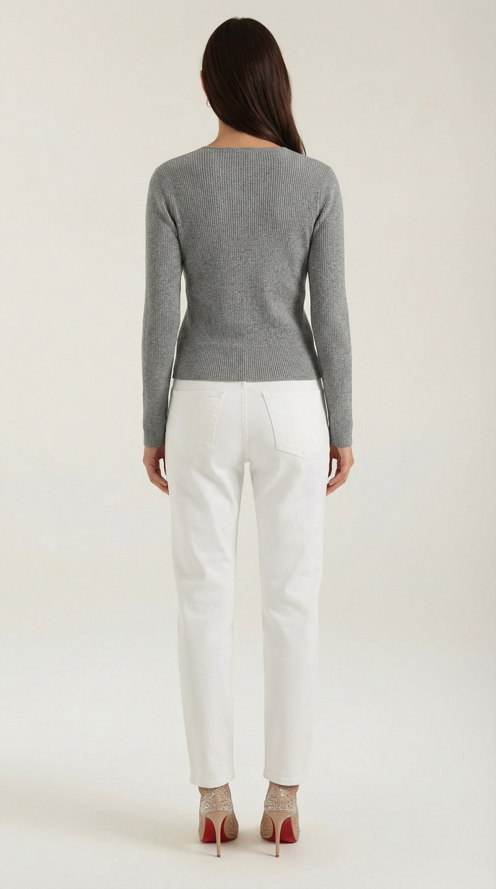 Suéter de Cuello en V con Rayas Michelle