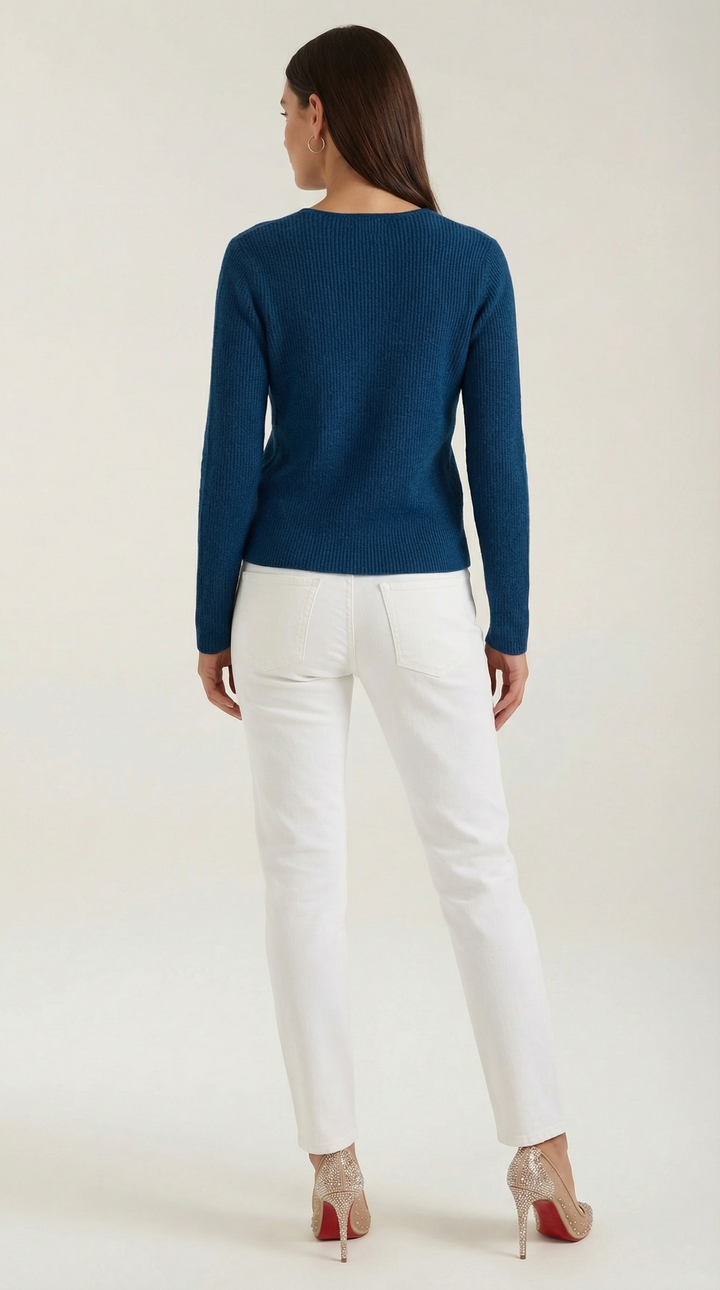 Suéter de Cuello en V con Rayas Michelle