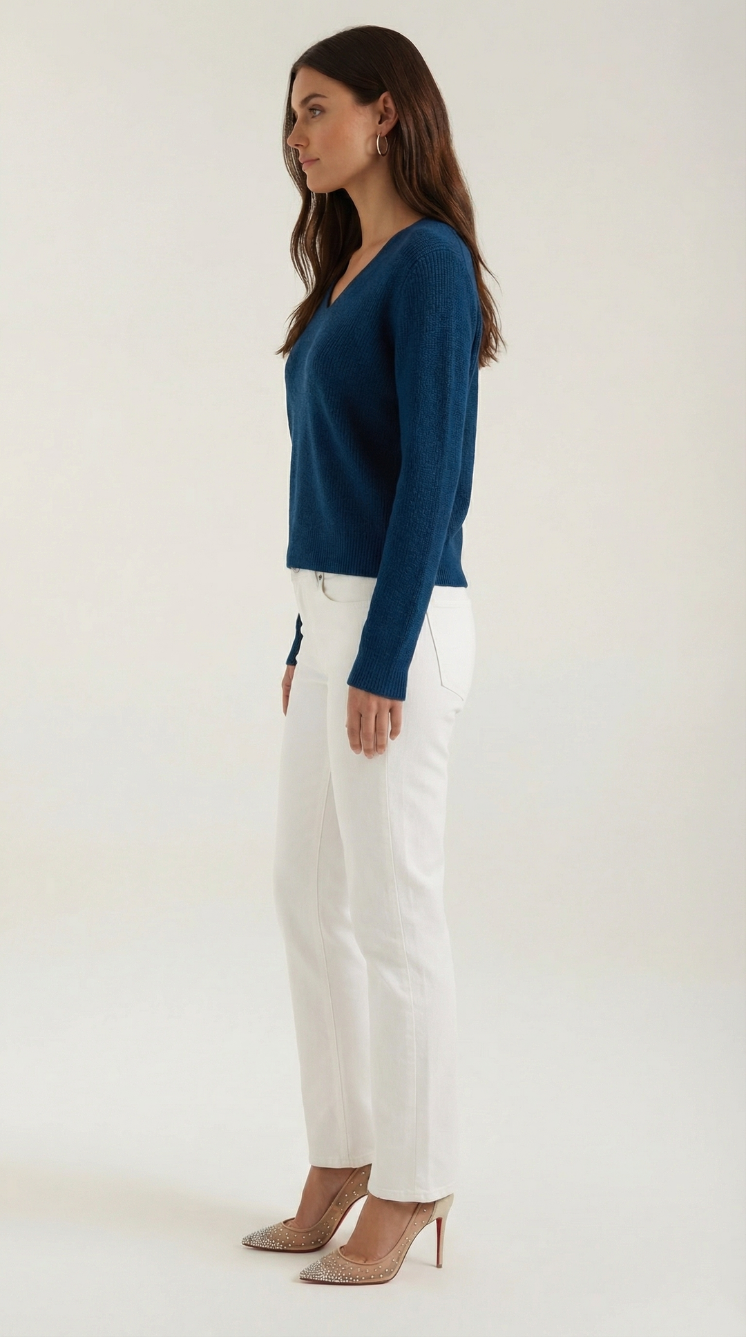 Suéter de Cuello en V con Rayas Michelle