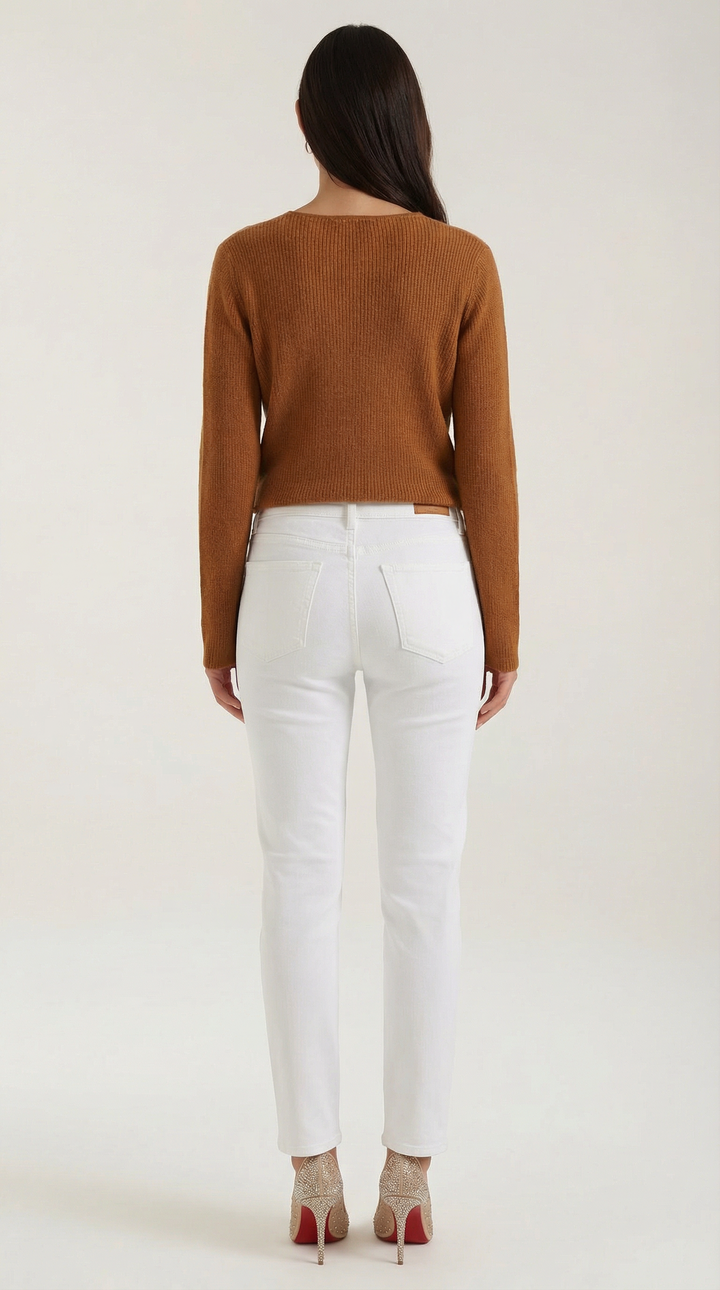 Suéter de Cuello en V con Rayas Michelle