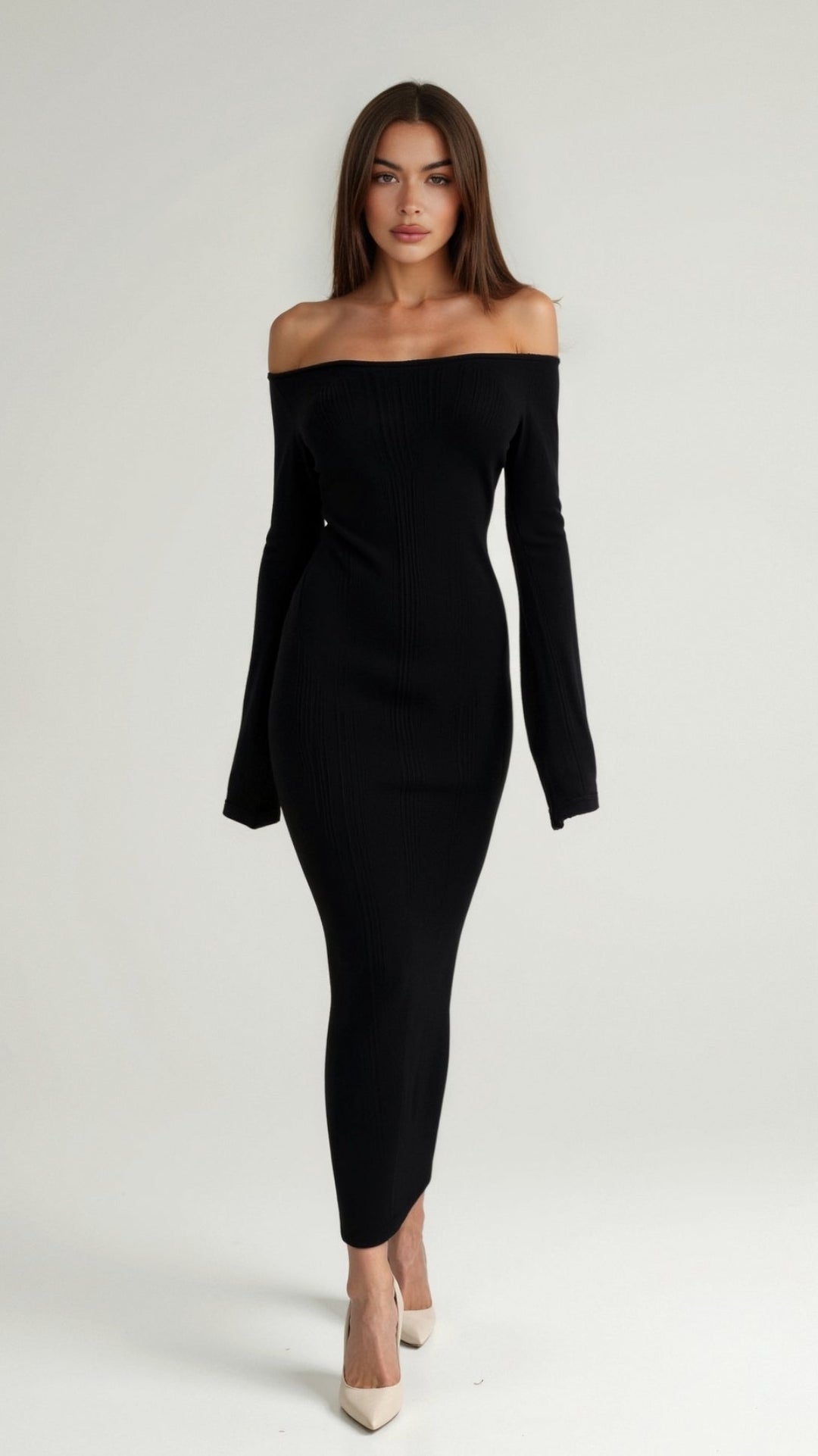 Vestido Bodycon Maxi Off-Shoulder Quinlan