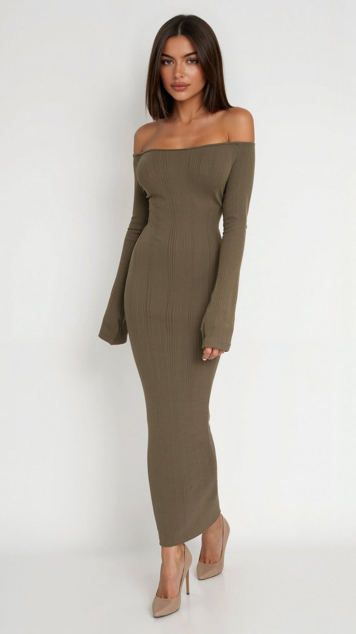 Vestido Bodycon Maxi Off-Shoulder Quinlan