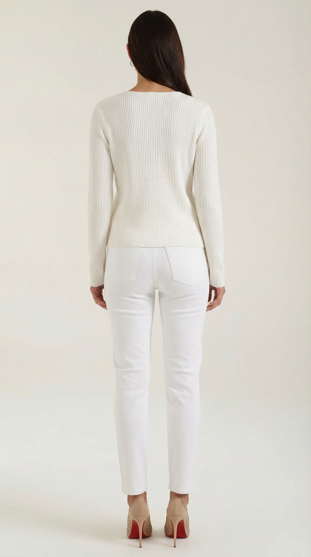 Suéter de Cuello en V con Rayas Michelle